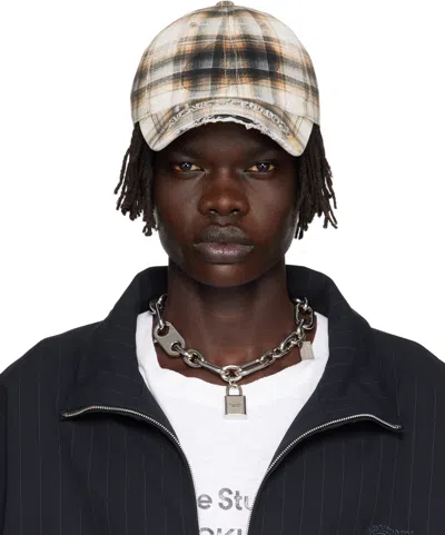 Acne Studios Beige & Black Distressed Cap