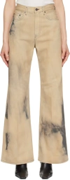 ACNE STUDIOS BEIGE & BLACK RELAXED-FIT JEANS