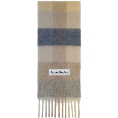 Acne Studios Beige & Off-white Check Wool Scarf In Dl6 Vanilla/beige/la
