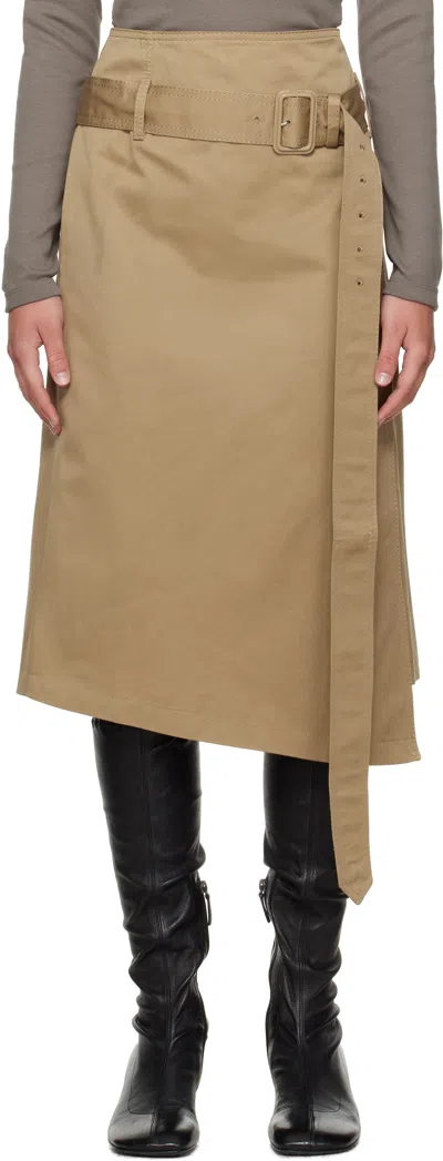 Acne Studios Beige Belted Twill Midi Skirt