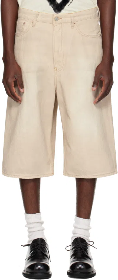 Acne Studios Belt Loop Denim Shorts In Neutral