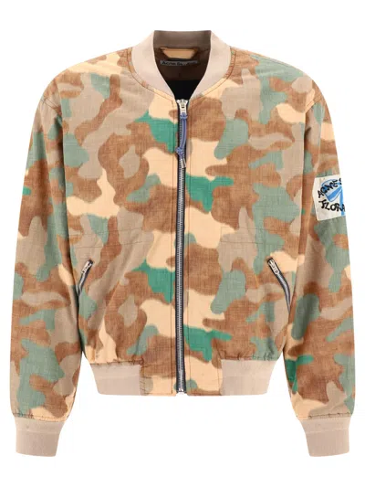 Acne Studios Beige Camouflage Print Bomber Jacket For Men