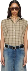 Acne Studios Beige Check Button-up Vest In Brown