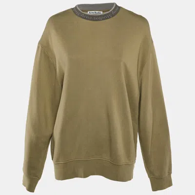 Acne Studios Beige Cotton Knit Sweatshirt In Green