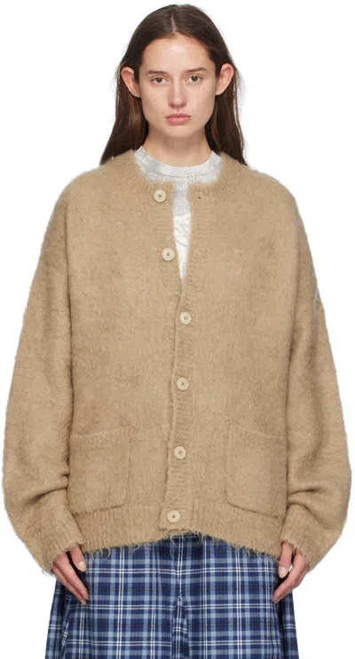 Acne Studios Beige Crewneck Cardigan In Cql Dark Beige