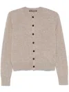 Acne Studios Ribbed Cuffs And Hem Yak Wool Cardigan In Neutral