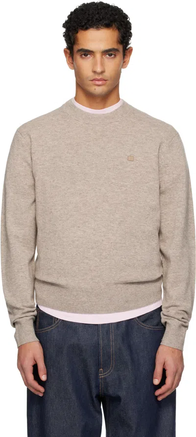 Acne Studios Beige Crewneck Yak Wool Sweater In Neutral
