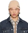 Acne Studios Beige Embroidered-logo Beanie In Cox Shell Beige