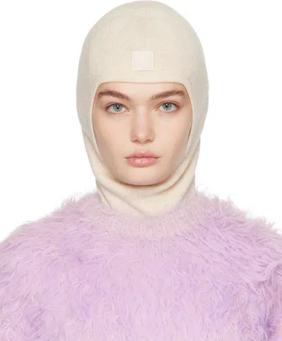 Acne Studios Beige Face Logo Balaclava In 633 Oatmeal Melange