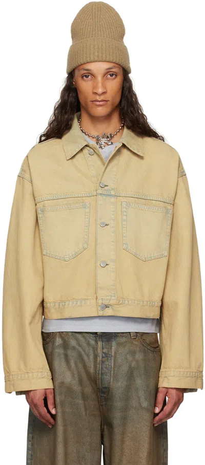 Acne Studios Beige Faded Denim Jacket In 14l Light Sand