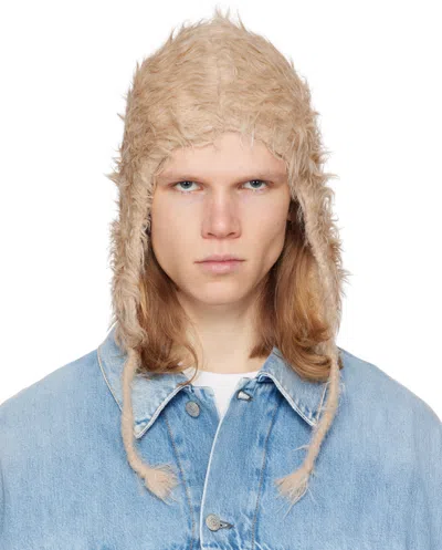 Acne Studios Beige Fluffy Beanie In Aek Beige