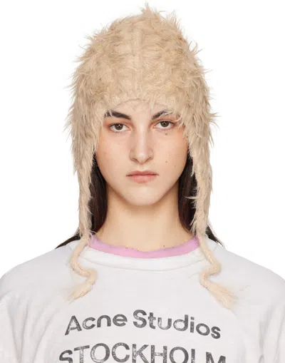 Acne Studios Beige Fluffy Beanie In Aek Beige