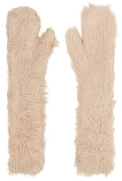 Acne Studios Beige Fluffy Mitts In Aek Beige