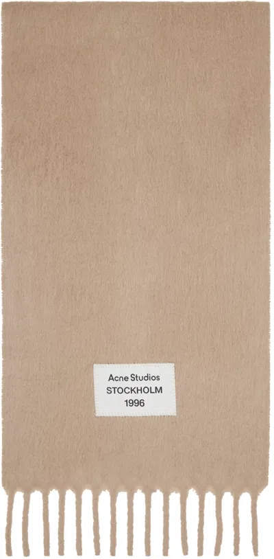 Acne Studios Beige Fringe Alpaca Scarf In Dfj Camel Beige