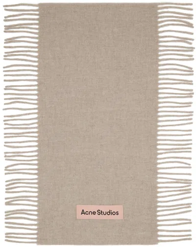 Acne Studios Beige Fringe Wool Scarf In Brown