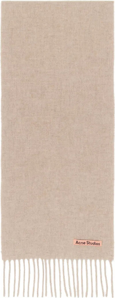 Acne Studios Beige Fringe Wool Skinny Scarf In Neutral