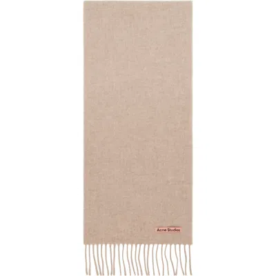 Acne Studios Beige Fringed Wool Scarf In 633 Oatmeal Melange