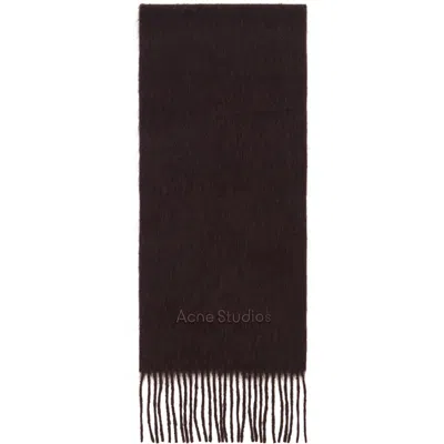 Acne Studios Beige Fringed Wool Scarf In Dsg Dark Brown Melan