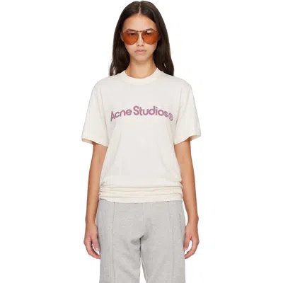 Acne Studios Beige Graphic T-shirt In White