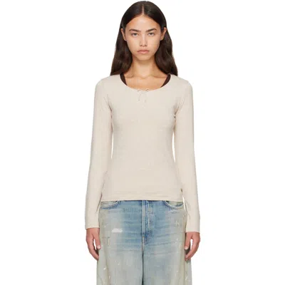 Acne Studios Beige Jersey Bow T-shirt In Neutral