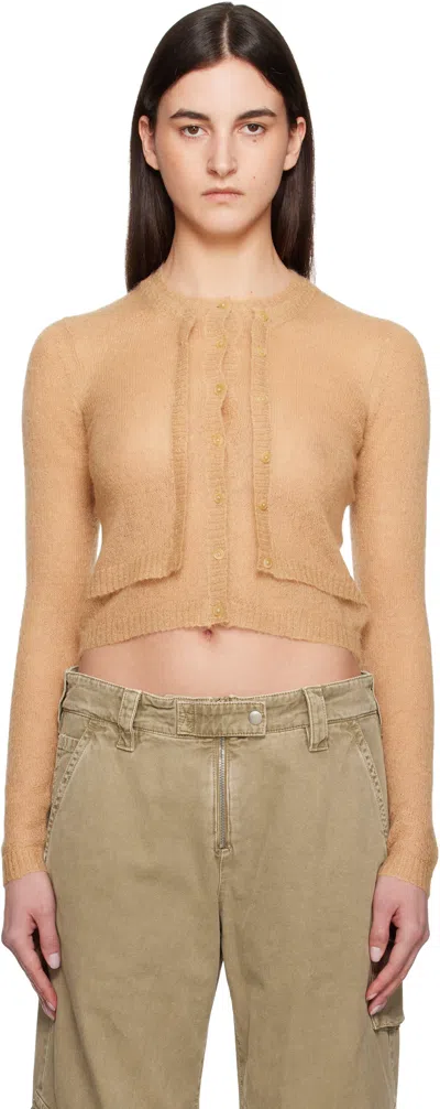 Acne Studios Beige Layered Mohair Cardigan In Aek Beige