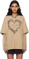 Acne Studios Beige Layered Print T-shirt In Ae0 Sand Beige
