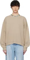 Acne Studios Beige Logo Patch Sweatshirt In Dkx Concrete Grey