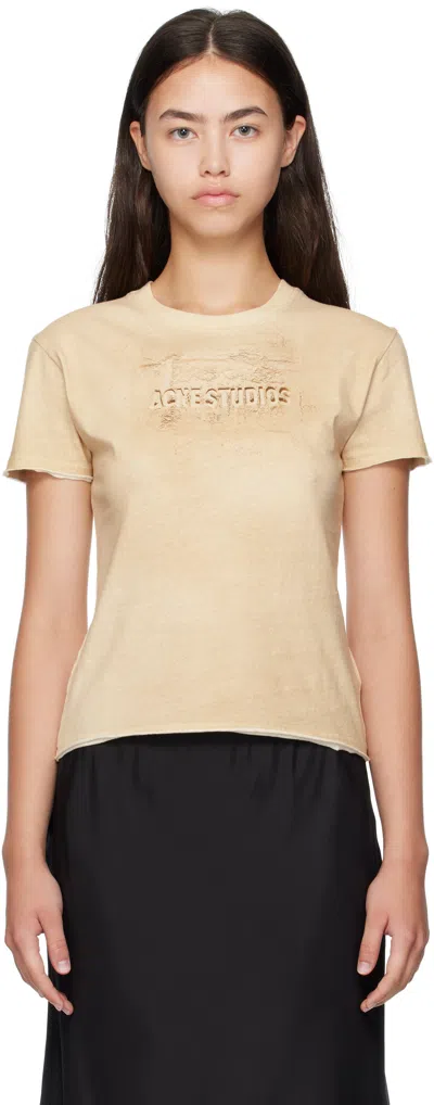 Acne Studios Beige Logo Print T-shirt