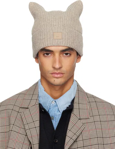 Acne Studios Beige Logo Square Beanie