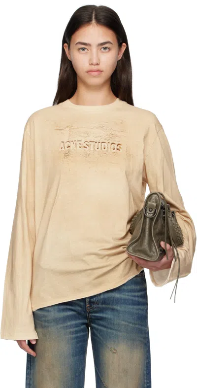 Acne Studios Beige Long Sleeve Logo T-shirt