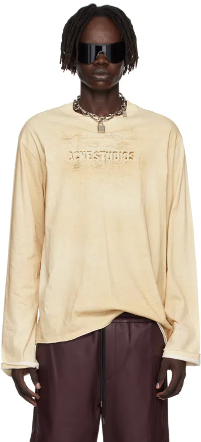 ACNE STUDIOS BEIGE LONG SLEEVE LOGO T-SHIRT
