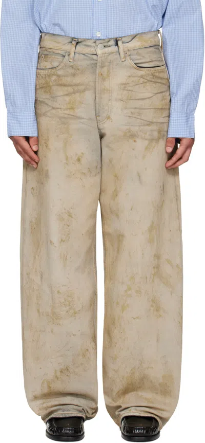 Acne Studios Beige Loose Fit 1981 Jeans In Yellow