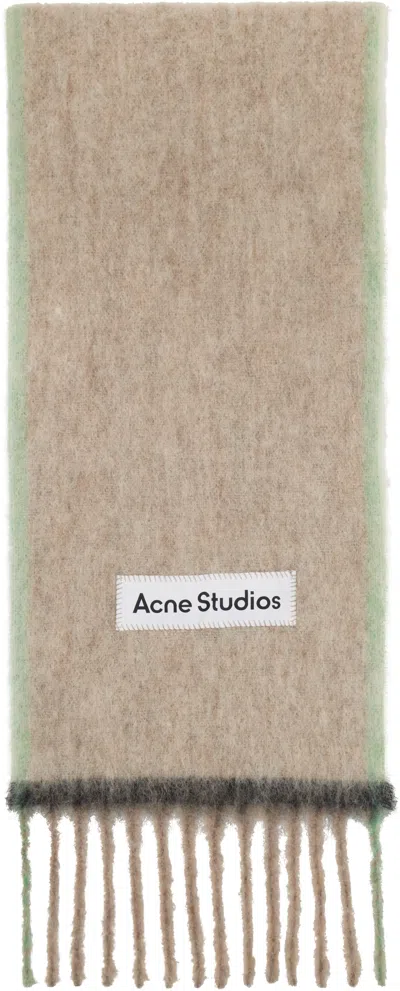 Acne Studios Beige Narrow Scarf In Beige_grey