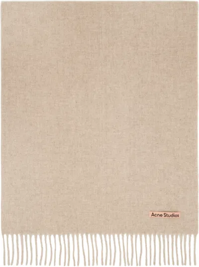 Acne Studios Beige Oversized Fringe Wool Scarf In Multi