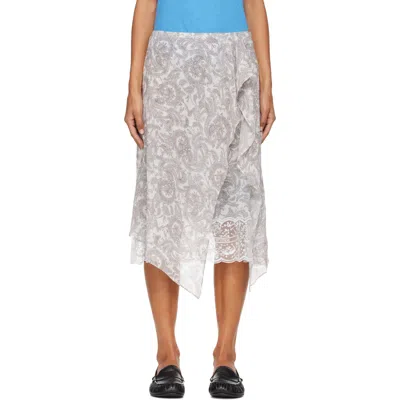 Acne Studios Beige Paisley Silk Midi Skirt In Agu Light Beige
