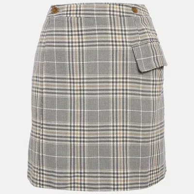 Pre-owned Acne Studios Beige Plaid Cotton Mini Wrap Skirt S