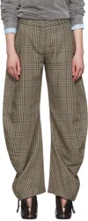 Acne Studios Beige Plaid Tailored Trousers In Bph Multi Brown