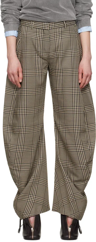 Acne Studios Beige Plaid Tailored Trousers In Bph Multi Brown
