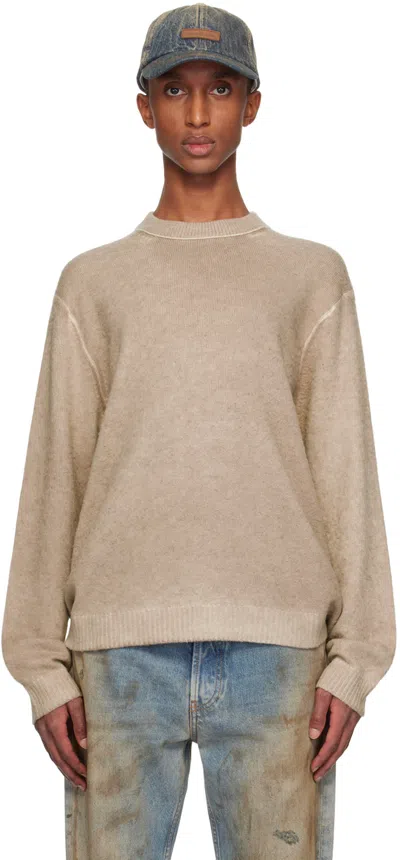 Acne Studios Beige Printed Crewneck Sweater In Aek Beige