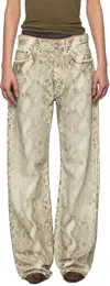 Acne Studios Beige Printed Jeans In Bph Multi Brown