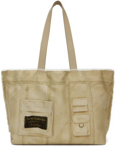 Acne Studios Beige Printed Tote In Multi