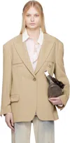 Acne Studios Womens  Jerry Fluid Single-breasted Woven Blazer In Dfj Camel Beige