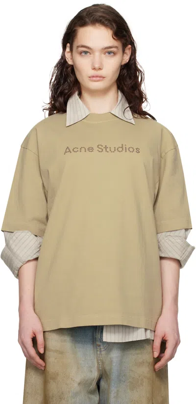 Acne Studios Beige Relaxed Fit Logo T-shirt In Ae0 Sand Beige