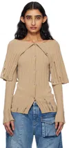Acne Studios Beige Rib-knit Cardigan In Cql Dark Beige