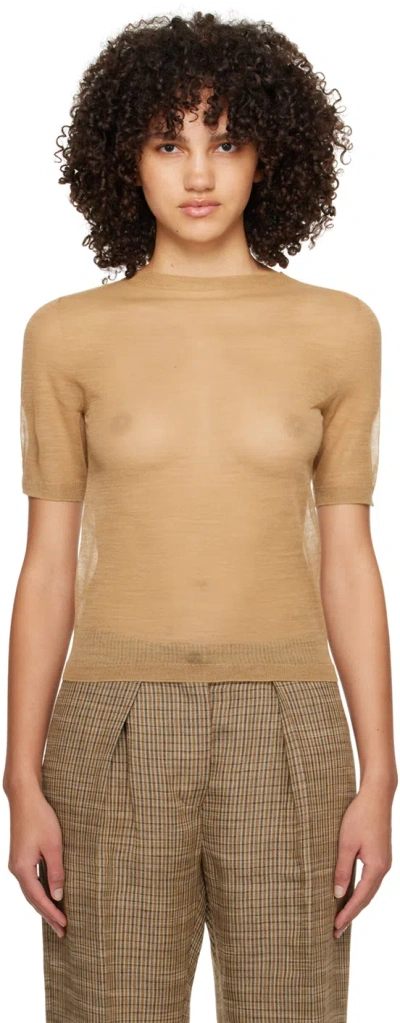 Acne Studios Beige Sheer T-shirt In Dfj Camel Beige