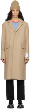 Acne Studios Beige Single-breasted Coat In Dfj Camel Beige