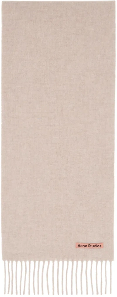 Acne Studios Beige Skinny Fringe Wool Scarf In 633 Oatmeal Melange