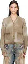 Acne Studios Beige Sprayed Finish Cardigan In Ady Mushroom Beige