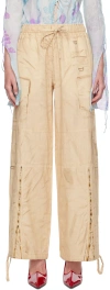 Acne Studios Frayed Trompe L'œil Printed Linen And Cotton-blend Wide-leg Pants In Ae6 Oat Beige