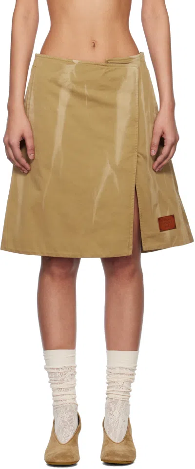 Acne Studios Beige Twill Midi Skirt In Drv Faded Ochre